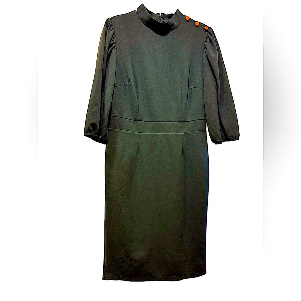 New York & Company Long Sleeve Green Dress